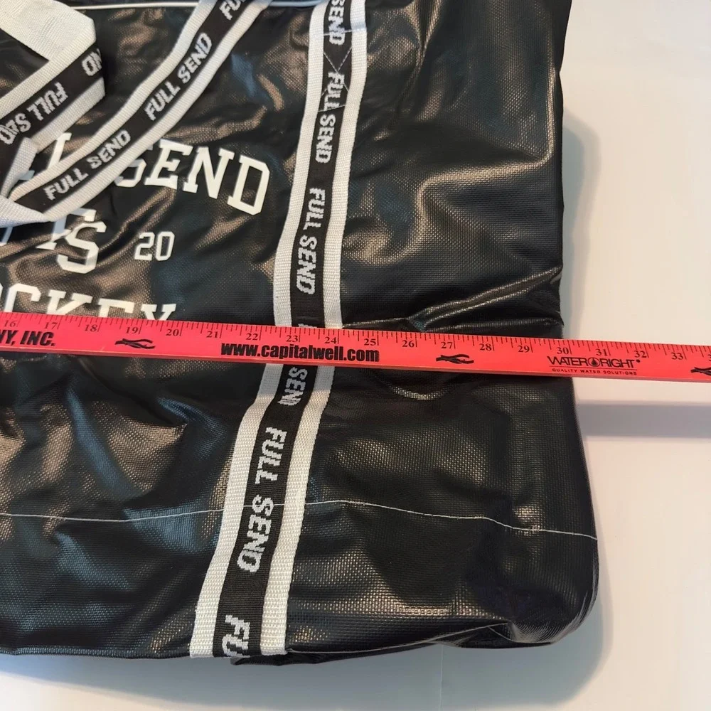 Full Send Hockey 2020 Equipment Bag Black White Logo Tarpaulin Sports Gym Bag